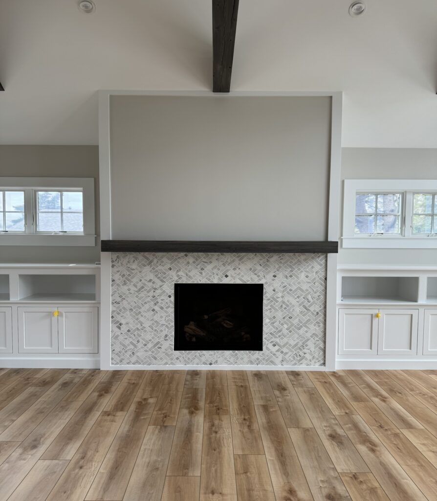 custom interior carpentry, custom fireplace after