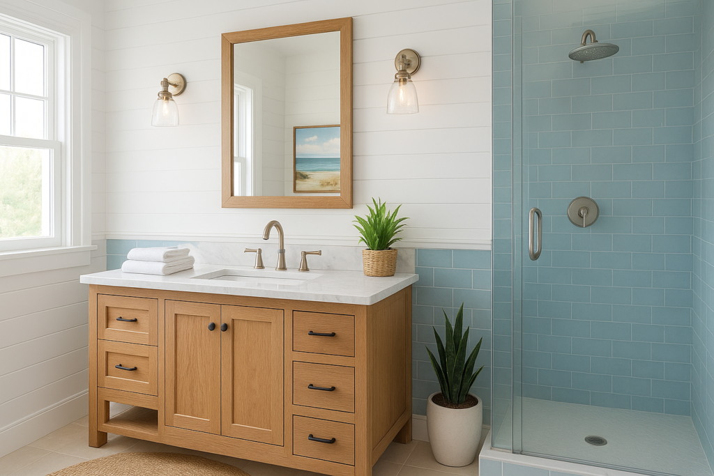 13 Coastal Bathroom Remodel Ideas for a Calm, Beachy Look